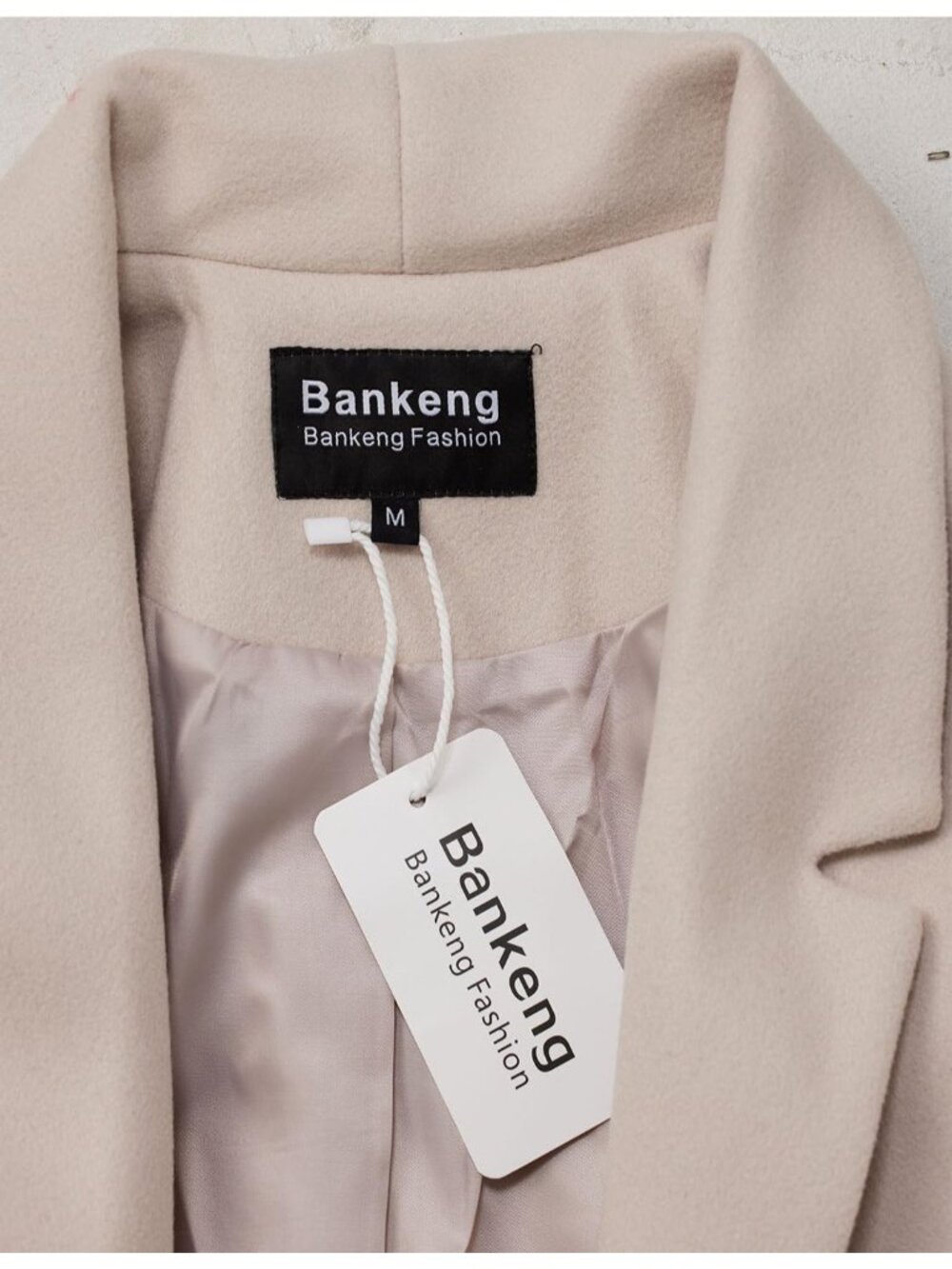 Women's Beige Winter Wool Mid-Long Notch Double-Breasted Lapel Jacket Pea Coat - Picture 5 of 6